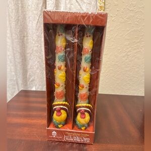 Vintage Turkey Thanksgiving Taper Candle Set Fall Decor Guild House New